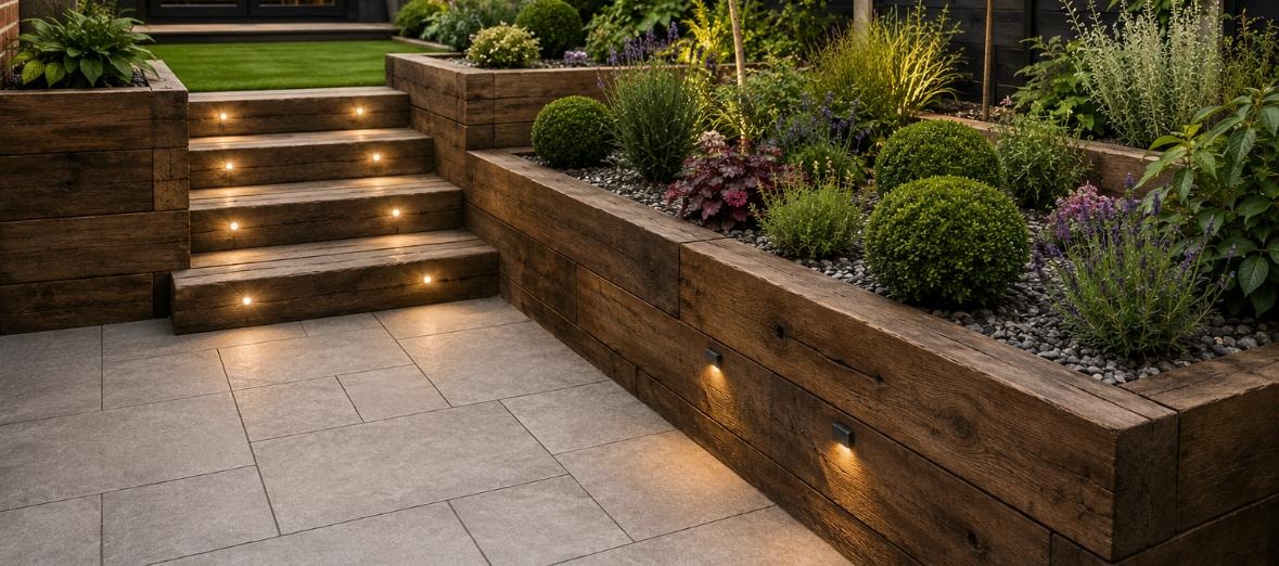 Sleeper Walls, Steps & Raised Beds